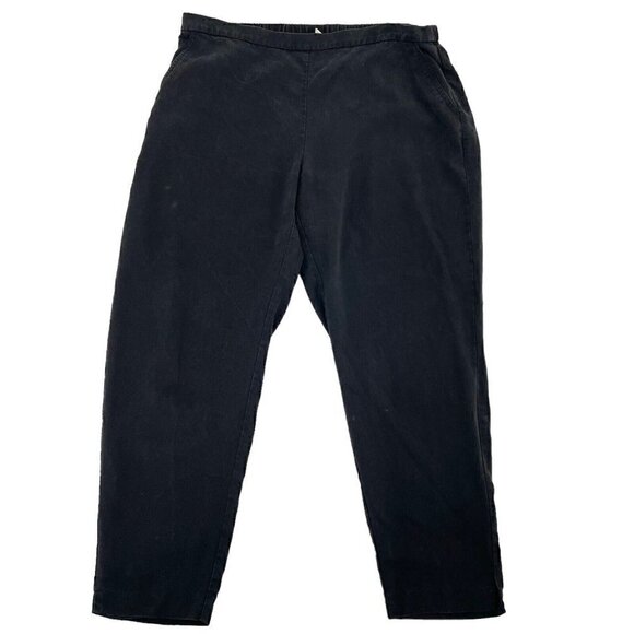 EILEEN FISHER Lightweight Tencel Pull-On Elastic Waist Pants Black size Large - Picture 1 of 7